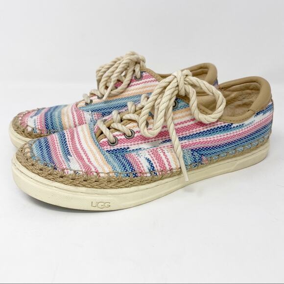 UGG Eyan II Serape Lace Up Pink/Blue Jute low top Sneakers size 6 - Picture 5 of 13
